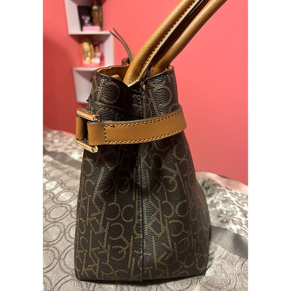 Calvin Klein Signature Satchel Purse Brown - Picture 7 of 7